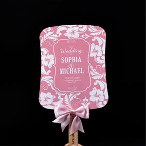 Personalized Botanical Wedding Fan, Custom Monogram Ceremony Favor, Romantic Garden Decor