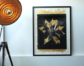 Medusa / Rose Decollage (Oxide and Gold) Original Artwork Signed