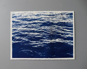 Water Cyanotype on Heavy Watercolor Paper High Quality Hand Made Artwork