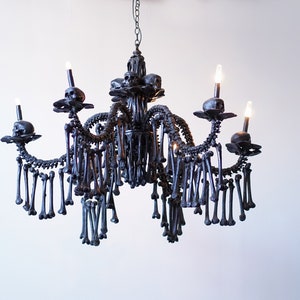 Human Bone Chandelier Black (signed original sculpture)
