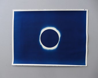 Solar Eclipse Cyanotype Hand Printed Original Art