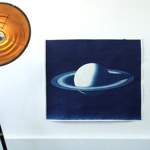Large Saturn Cyanotype on Heavy Watercolor Paper