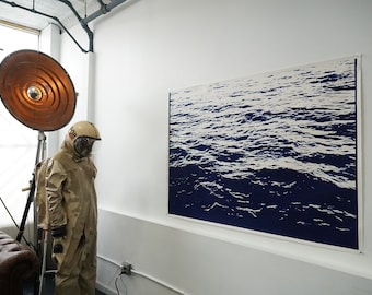 Large Water Cyanotype on Heavy Watercolor Paper Original Art Hand Printed  45.5" x 60"