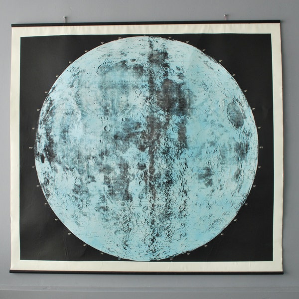 Unique Large Hand Printed Lunar Chart Ready to Hang