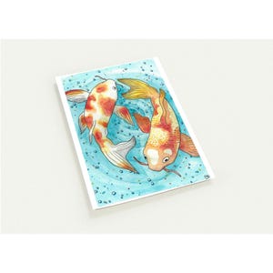 Koi Fish Watercolor – Set of 10 - Blank Greeting Cards - Watercolour - Perfect for Any Occasion