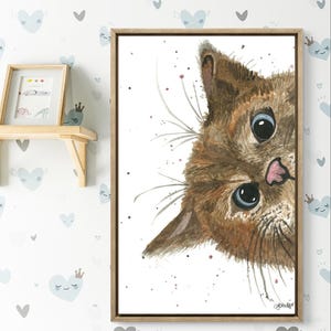 Hi Kitty! - Fine Art Watercolor Print - Poster - Whimsical Decor for Kids & Animal Lovers - Watercolour - Orange Cat