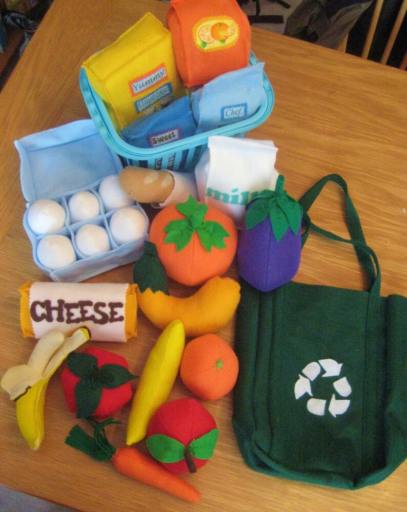 Felt Food Play Kitchen 25 piece set Eco Friendly Grocery Etsy