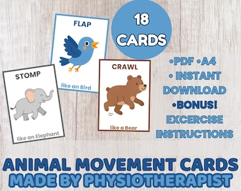 Animal Movement Cards: Gross Motor Activity Game (PDF Download