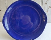 1930s Paden City Caliente Shell Crest Plate, Sapphire Blue - Vintage Cobalt Blue Dinner Plate 2