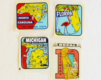 Original Vintage Travel Decal in Original Package - YOUR CHOICE - Luggage Sticker, Camper RV - 1960s Water Slide Travel Souvenir