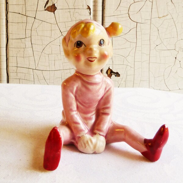 Vintage Kreiss Pink Pixie - Mid-Century Pixie - 1950s Elf - Kitschmas - Dated 1955 - Mid-Century 1950s - Made in Japan - Kitschy Figurine