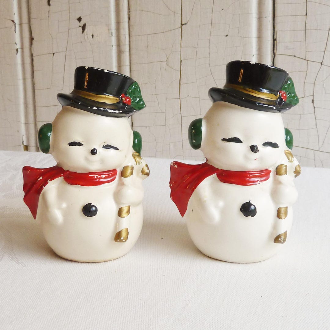 1960s Josef Originals Snowman Salt & Pepper Shakers: Retro