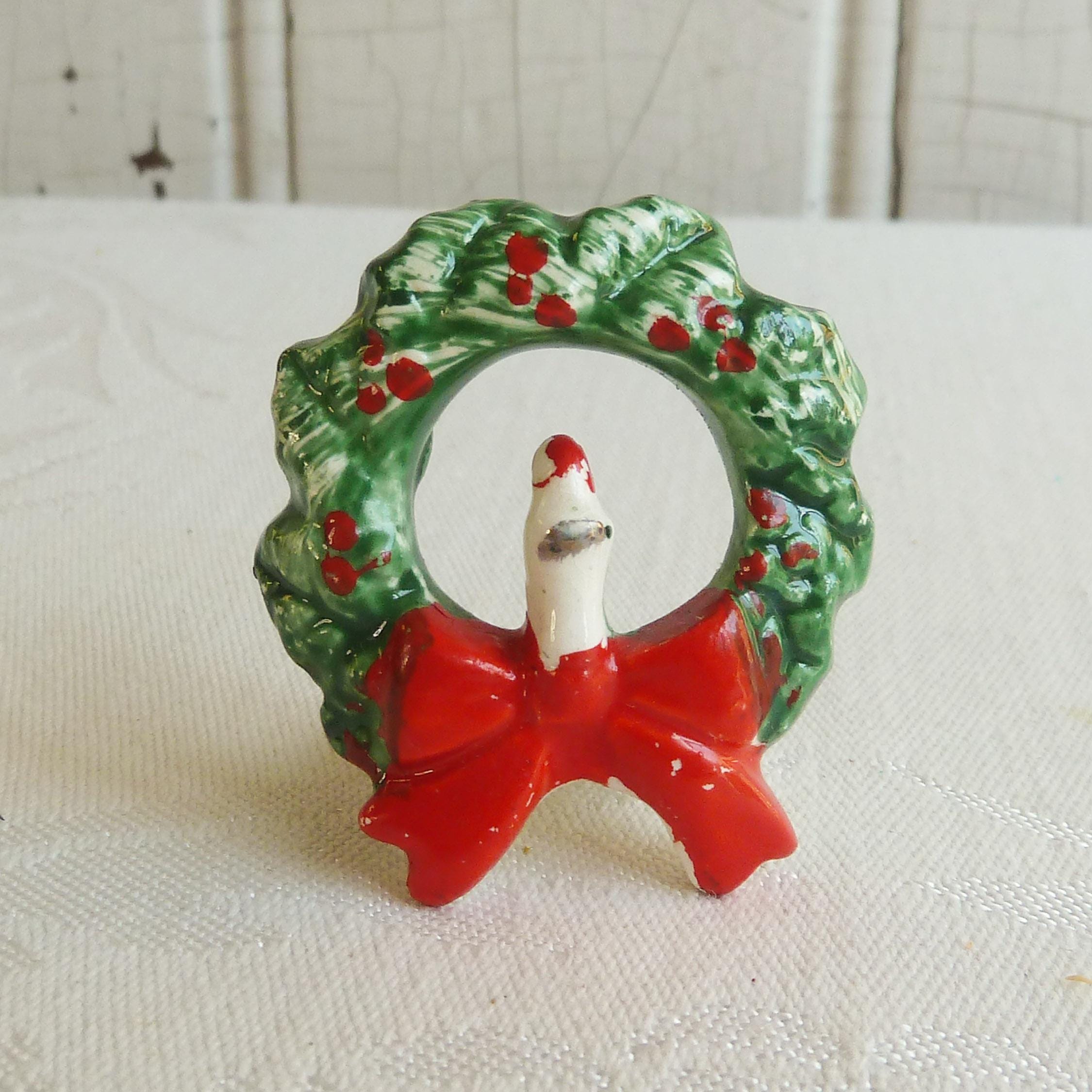 1950s Holt Howard Christmas Wreath With Candle Ring - 1958 Candle