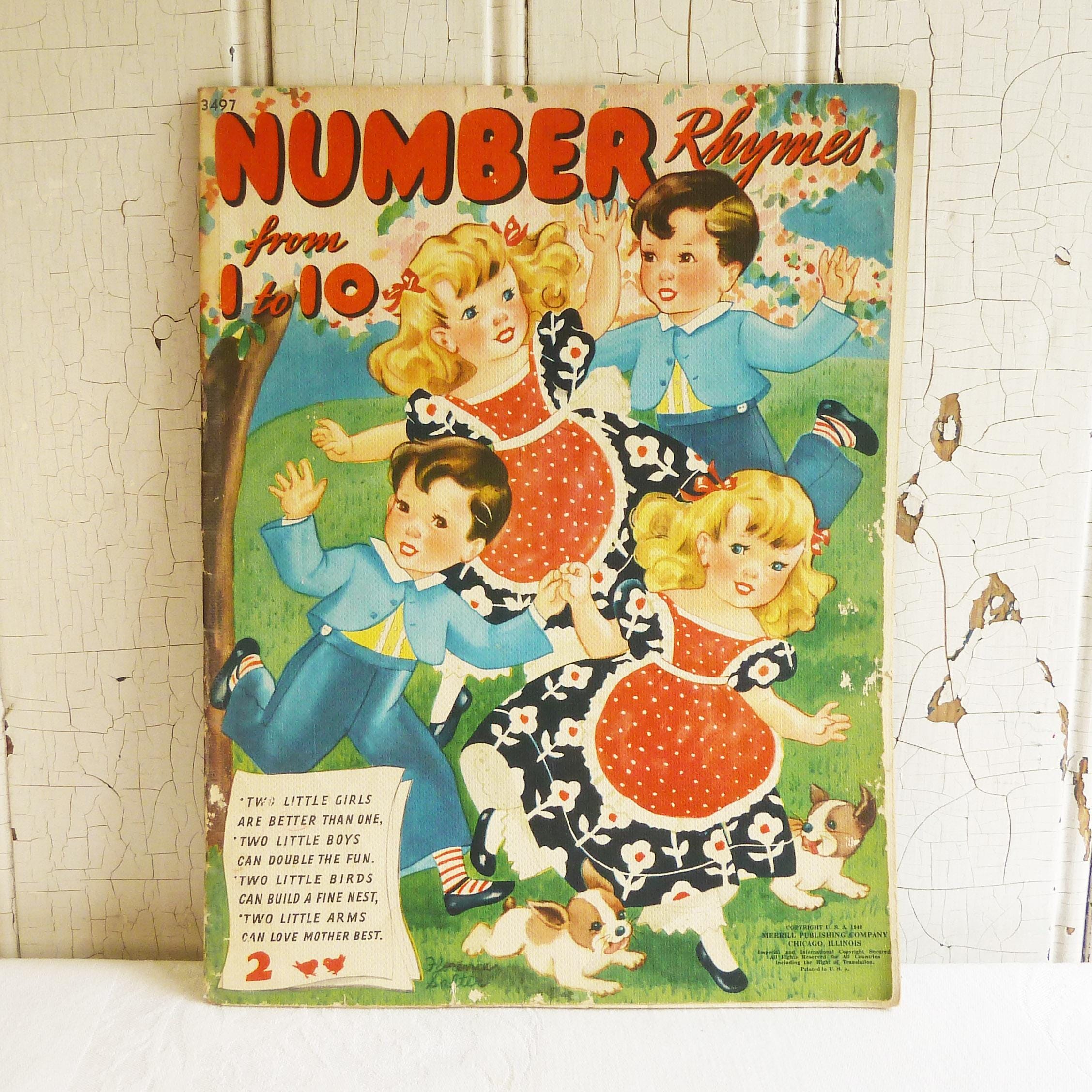 1940年ナンバーライムズリネンブック：ヴィンテージの子供向け絵本