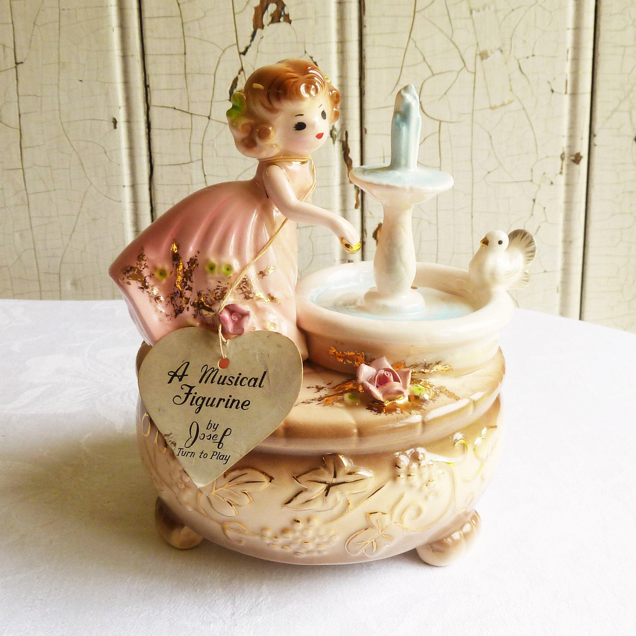 Vintage Josef Originals Three Coins in a Fountain Music Box