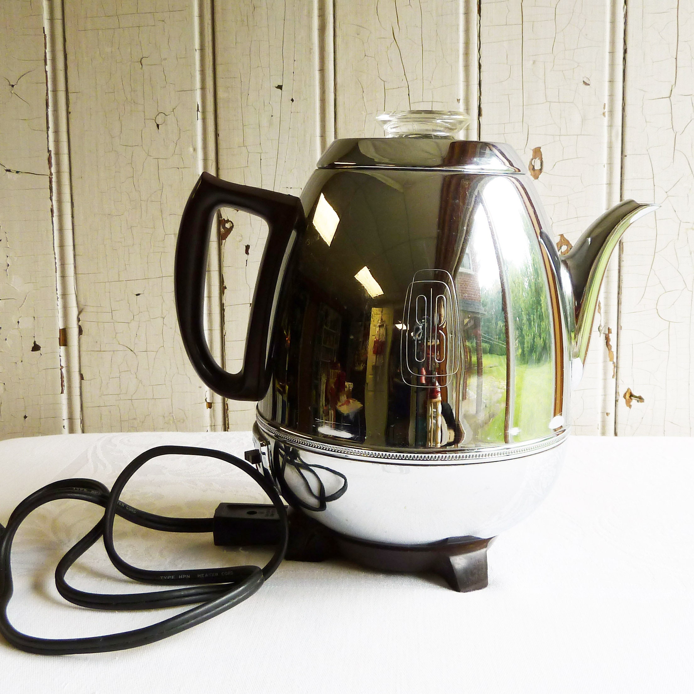 1960s General Electric Percolator 33P30 Pot Belly Chrome 