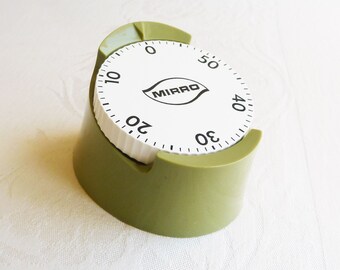 1970s Avocado Green Mirro Kitchen Timer - Working Cooking Timer - Retro 70s Color Kitchen Decor, Vintage Camper RV, Cottage or Cabin