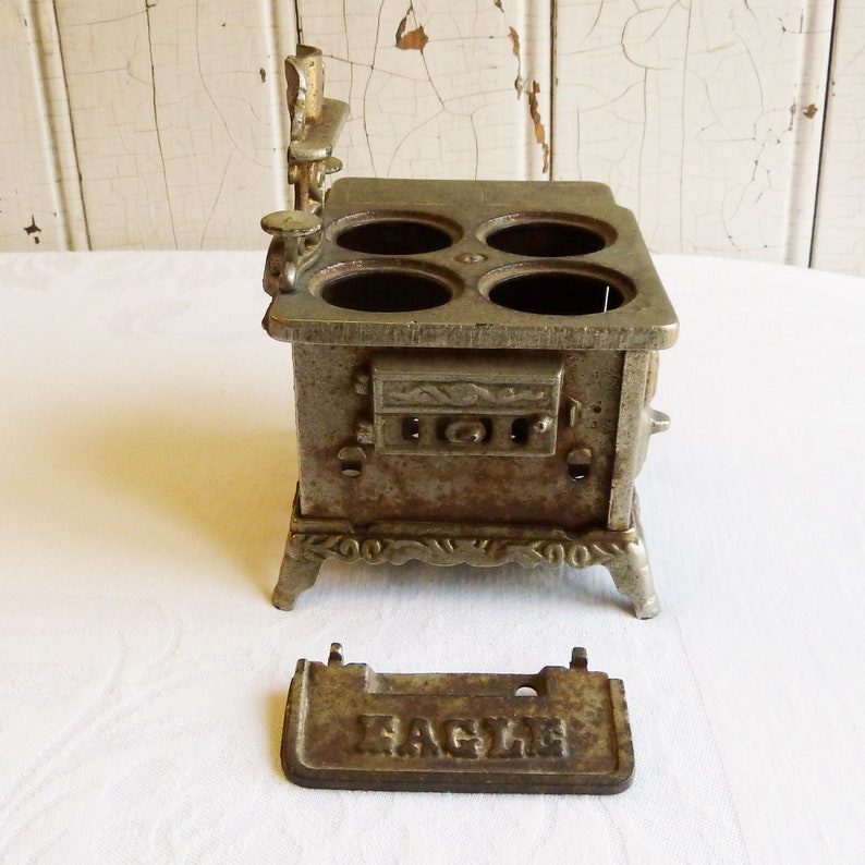 Antique Eagle Cast Iron Toy Stove & Two Skillets Shovel Etsy