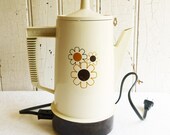 1970s Regal Poly Perk Electric Percolator, Complete Working -Mod Flower Coffee Maker, 4-8 Cup - 70s Colors Coffee Pot - Retro Kitchen Decor