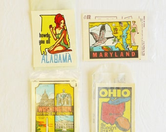 Vintage Original Travel Decal in Original Package - YOUR CHOICE - Luggage Sticker, Camper RV - 1960s Water Slide Travel Souvenir