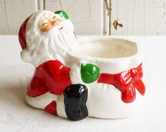 1960年代のフロック加工の踊るサンタクロース - 9インチのハッピー