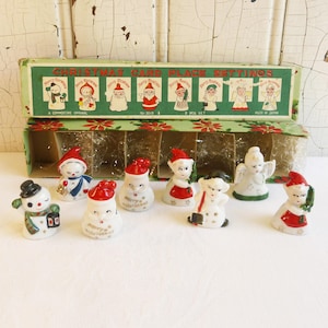 Vintage 1950s Commodore Christmas Place Card Holder Set