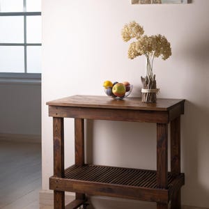 Rustic Farmhouse Rolling Console Table | Custom Stain & Size Kitchen Island Cart | Mobile Entryway or Living Room Furniture