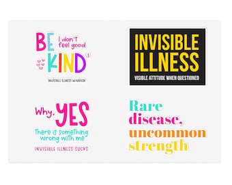 Invisible Illness Awareness Sticker Pack – Rare Disease & Chronic Illness Vinyl Stickers, Mental Health and Spoonie Warrior Gifts