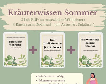 Wild Herbs Summer Bundle PDF – 3 herb guides for download – identifying edible weeds & summer herbs – herbal knowledge for beginners