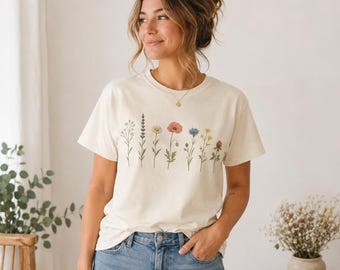 フラワーグラフィックTシャツ