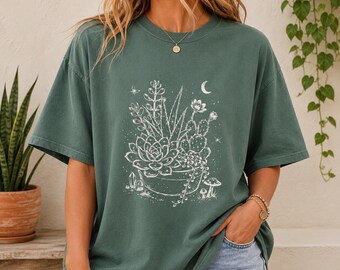 多肉植物のグラフィックTシャツ