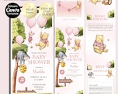 Winnie Pooh Baby Shower Invitation Website with RSVP | Girl Baby Shower | Baby Shower Invitation Theme | Digital Download | Bear Baby shower