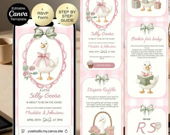 Silly Goose Baby Shower Invitation Website with RSVP | Pink Neutral Goose | Baby Shower Invitation, Pink Goose Theme | Digital Download