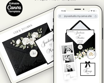 Elegant Wedding Website Template | Modern Wedding Invite | Editable Canva Template | Digital Save the Date | Your Big Day | INSTANT DOWNLOAD