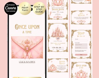 Princess Baby shower Invitation website with RSVP | Pink Gold Fairytale Baby shower | A little princess is on her way | Royal baby shower