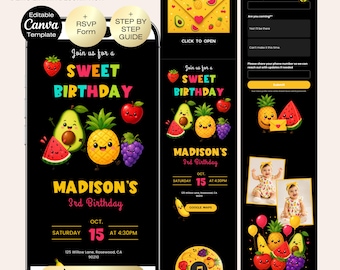Fruits Birthday Invitation Website | Baby Girl Boy Birthday Invite | Two-tti fruity Birthday Invitation | Dancing Birthday Invitation + RSVP