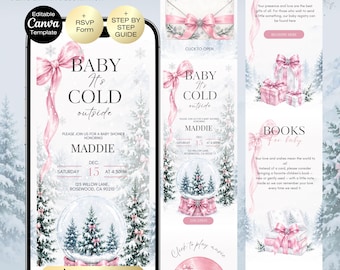 Baby it's cold outside Baby Shower Invitation Website with RSVP | Winter Girl  A Little Snowflake Girl Baby Shower | Christmas baby shower
