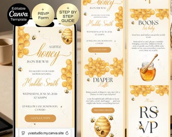 A little honey is on the way baby shower Invitation website with RSVP Tracker | Mommy to bee Baby Shower Invite | Bee Honey Baby Shower