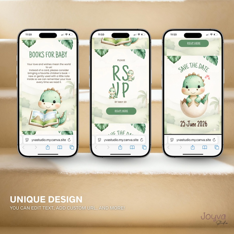 Dinosaur Baby Shower Invitation website with RSVP Tracker | A little Dino Baby Shower Invite | Digital Baby Shower Baby Boy Hatching soon image 7