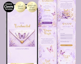 Butterfly Baby Shower Invitation website RSVP | A little butterfly is on the way Baby Shower | Baby in bloom baby shower | We're Enchanted