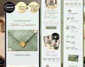 Sage Green Quinceañera Invitation Website Template | Editable 15th Sweet 16 Birthday Canva Template | Digital Quince Website | RSVP Track