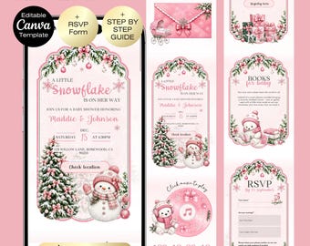 Winter Girl Baby Shower Invitation Website with RSVP | A Little Snowflake Girl Baby Shower | Baby it's cold outside | Christmas baby shower