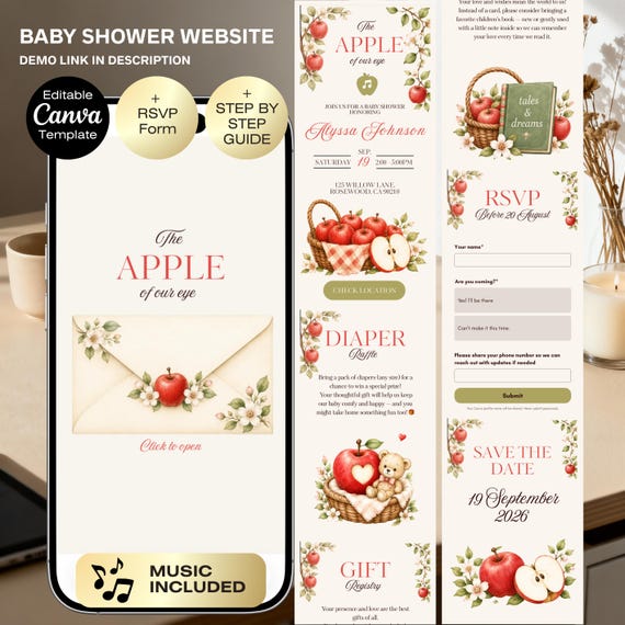 Apple of our eye Baby Shower Invitation website RSVP | Fall Autumn Baby Shower | Apple Baby shower | Homegrown