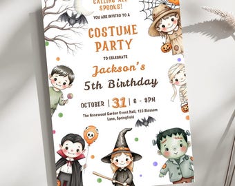 Editable Spooktacular Costume Party Halloween Birthday Invitation, Halloween Birthday Party Invite, Cute Kids Halloween Mobile Invite