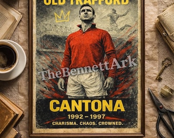 Eric Cantona Football Art Print | King of Old Trafford, Manchester United