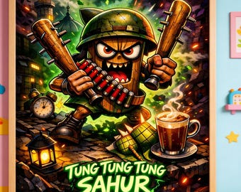 Bombardiro Crocodilo Poster | Italian Brainrot Meme Wall Art (Digital Download)