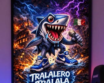 Tralalero Tralala Shark Meme Poster | Viral Italian Brainrot Wall Art