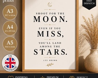 Les Brown Zitat Print, Celestial Moon Stars Wandkunst, Motivationsposter