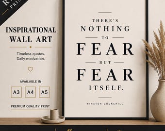 Winston Churchill Zitat Druck, minimalistische Typografie Wandkunst, Mut Poster