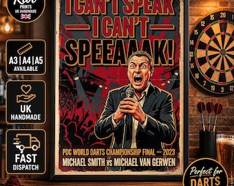 Wayne Mardle Darts Print, Kultiger Kommentar Poster, PDC Final 2023 Wandkunst